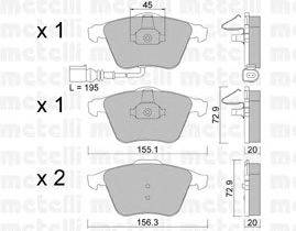 Комплект тормозных колодок, дисковый тормоз METELLI 22-0549-4