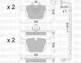 Комплект тормозных колодок, дисковый тормоз METELLI 22-0644-4K