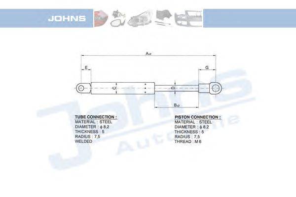 Газовая пружина, капот JOHNS 13 09 03-91