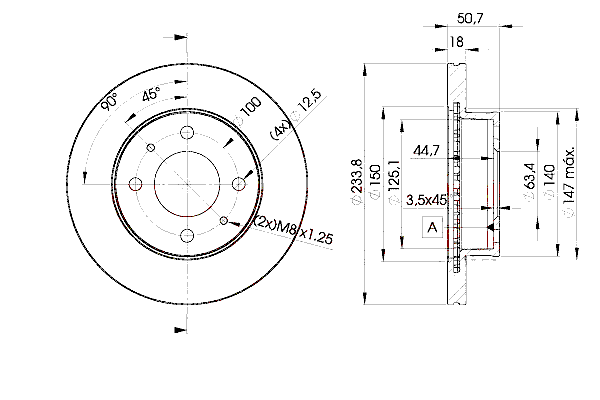 Тормозной диск LUCAS ELECTRICAL DF4892