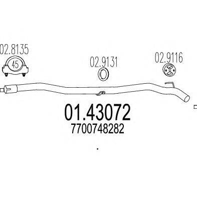 Труба выхлопного газа MTS 01.43072