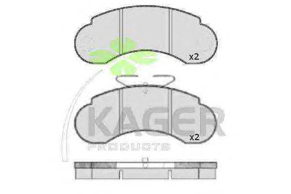 Комплект тормозных колодок, дисковый тормоз KAGER 350114
