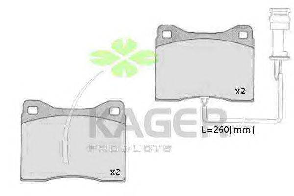 Комплект тормозных колодок, дисковый тормоз KAGER 21088