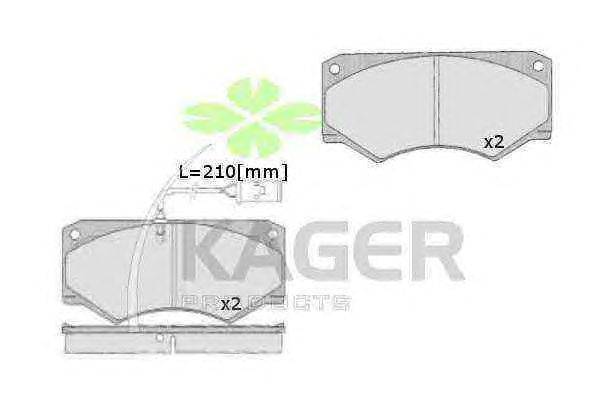 Комплект тормозных колодок, дисковый тормоз KAGER 20456