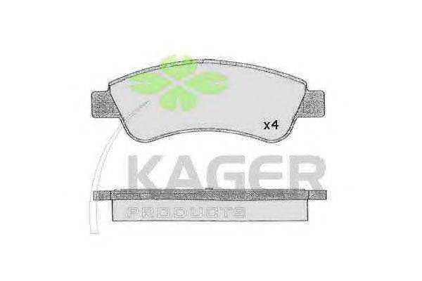 Комплект тормозных колодок, дисковый тормоз KAGER 350567