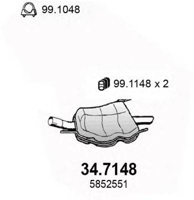 Глушитель выхлопных газов конечный ASSO 34.7148