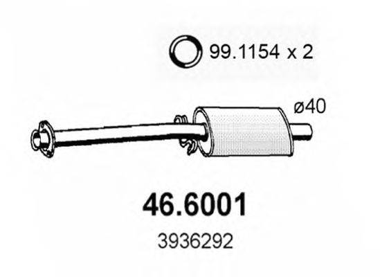 Средний глушитель выхлопных газов ASSO 466001