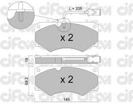 Комплект тормозных колодок, дисковый тормоз CIFAM 822-014-3