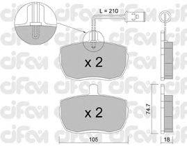 Комплект тормозных колодок, дисковый тормоз CIFAM 822-016-2