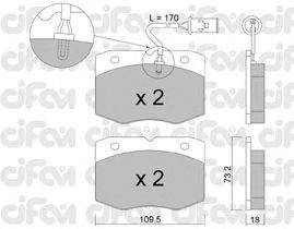 Комплект тормозных колодок, дисковый тормоз CIFAM 822-139-0