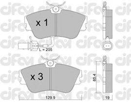 Комплект тормозных колодок, дисковый тормоз CIFAM 822-164-1