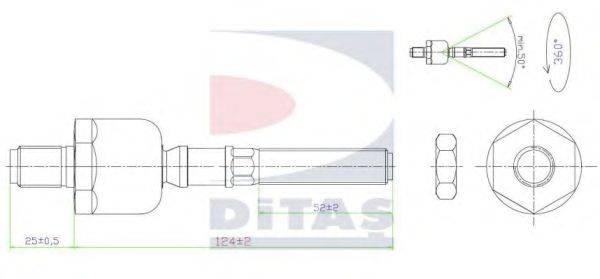 Осевой шарнир, рулевая тяга DITAS A2-5661