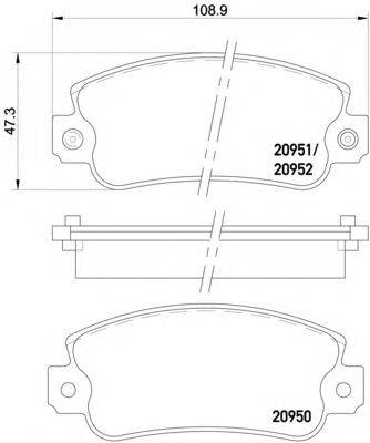 Комплект тормозных колодок, дисковый тормоз HELLA PAGID 20950
