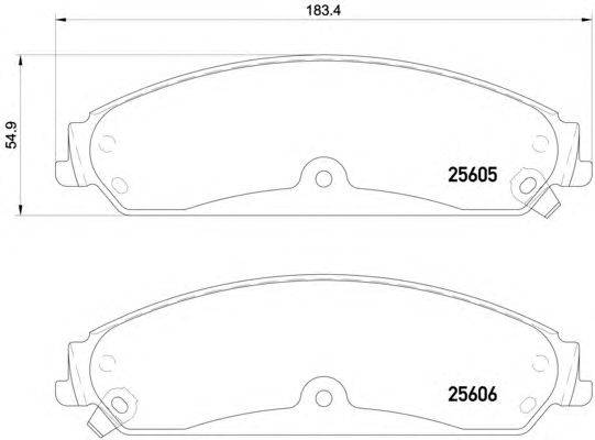 Комплект тормозных колодок, дисковый тормоз HELLA PAGID 25606