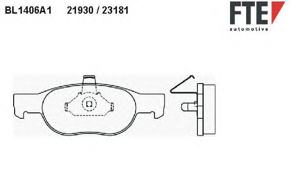Комплект тормозных колодок, дисковый тормоз FTE BL1406A1