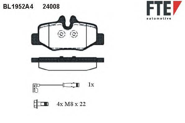 Комплект тормозных колодок, дисковый тормоз FTE 24008