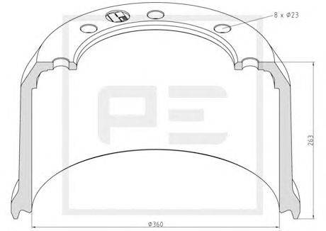 Тормозной барабан PE Automotive 046.636-00A