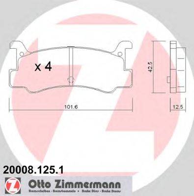Комплект тормозных колодок, дисковый тормоз ZIMMERMANN 20008