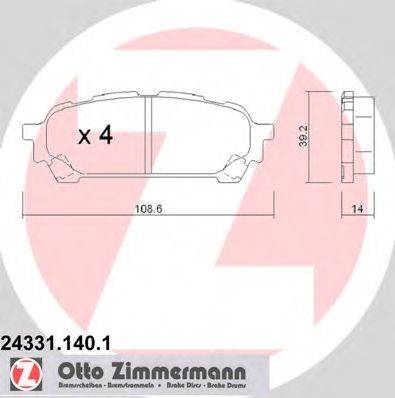 Комплект тормозных колодок, дисковый тормоз ZIMMERMANN 243311401
