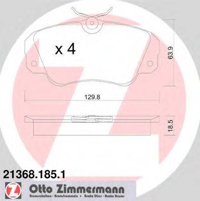 Комплект тормозных колодок, дисковый тормоз ZIMMERMANN 21368