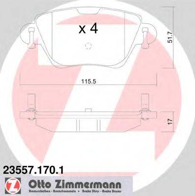Комплект тормозных колодок, дисковый тормоз ZIMMERMANN 235571701