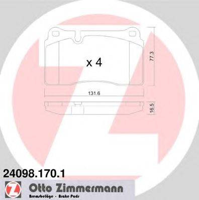 Комплект тормозных колодок, дисковый тормоз ZIMMERMANN 24098