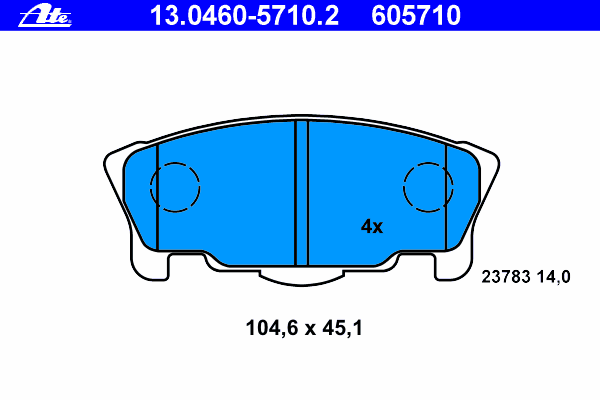 Комплект тормозных колодок, дисковый тормоз ATE 13.0460-5710.2