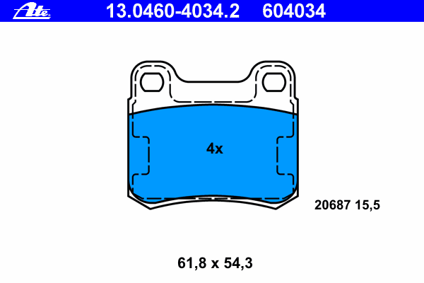 Комплект тормозных колодок, дисковый тормоз ATE 13.0460-4034.2
