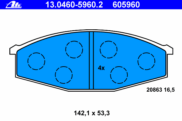 Комплект тормозных колодок, дисковый тормоз ATE 13046059602
