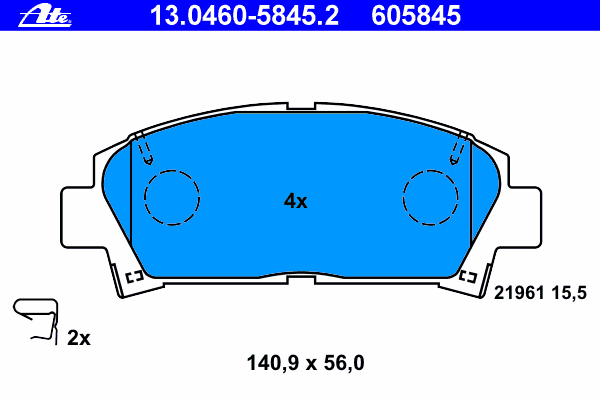 Комплект тормозных колодок, дисковый тормоз ATE 13.0460-5845.2