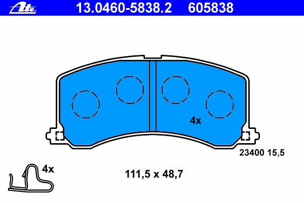 Комплект тормозных колодок, дисковый тормоз ATE 13.0460-5838.2