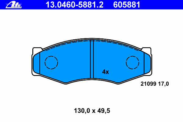 Комплект тормозных колодок, дисковый тормоз ATE 13046058812