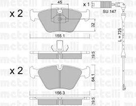 Комплект тормозных колодок, дисковый тормоз METELLI 22-0207-3K