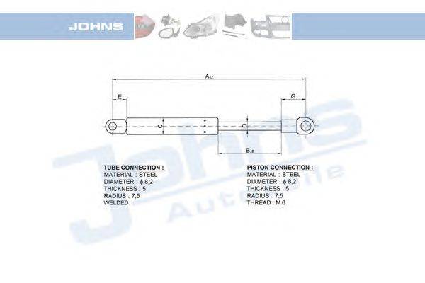 Газовая пружина, крышка багажник JOHNS 20069591