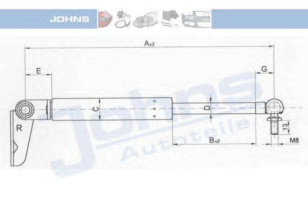 Газовая пружина, крышка багажник JOHNS 45 05 95-92