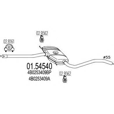 Средний глушитель выхлопных газов MTS 01.54540