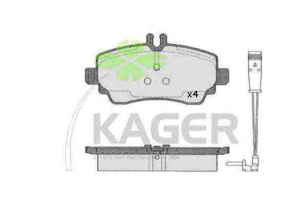 Комплект тормозных колодок, дисковый тормоз KAGER 23070