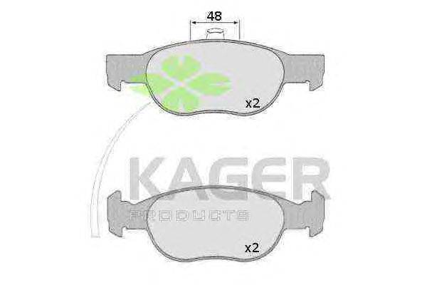 Комплект тормозных колодок, дисковый тормоз KAGER 35-0641