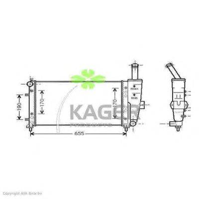 Радиатор, охлаждение двигателя KAGER 310450