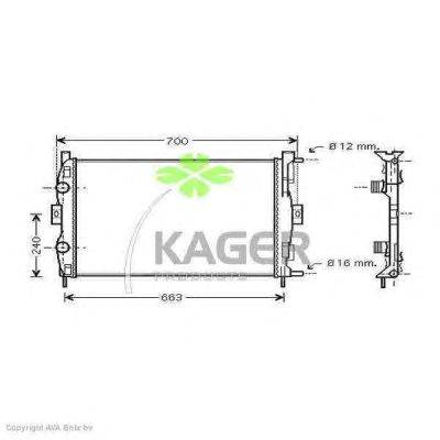 Радиатор, охлаждение двигателя KAGER 310980