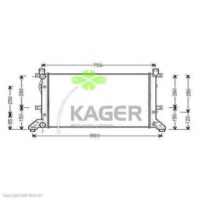Радиатор, охлаждение двигателя KAGER 31-1216