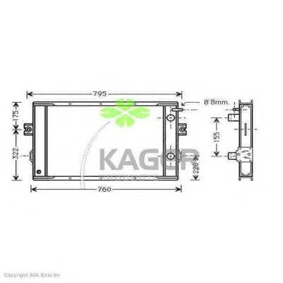 Радиатор, охлаждение двигателя KAGER 312140