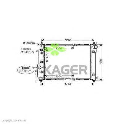 Радиатор, охлаждение двигателя KAGER 312442