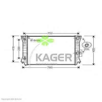 Радиатор, охлаждение двигателя KAGER 312844