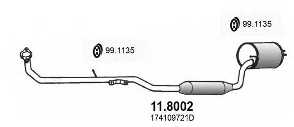 Средний / конечный глушитель ОГ ASSO 118002