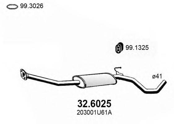 Средний глушитель выхлопных газов ASSO 32.6025