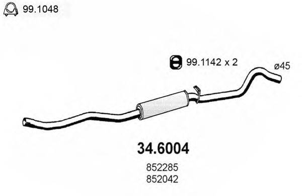 Средний глушитель выхлопных газов ASSO 34.6004