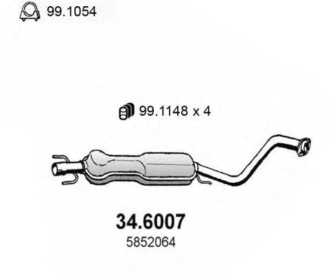 Средний глушитель выхлопных газов ASSO 34.6007