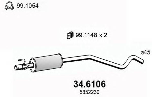 Средний глушитель выхлопных газов ASSO 34.6106