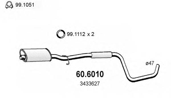Средний глушитель выхлопных газов ASSO 60.6010